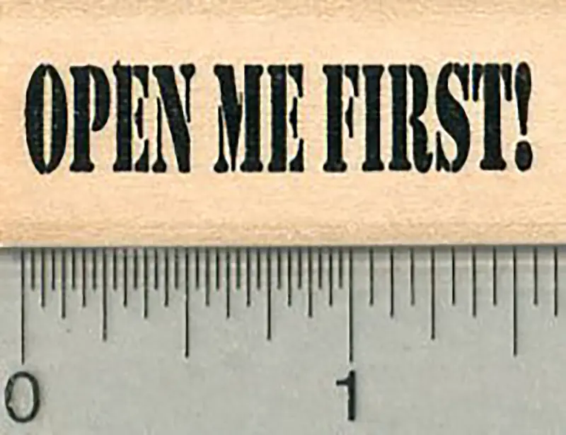'Open Me' Envelope Invitation Rubber Stamp – Engaging Mail Design 1