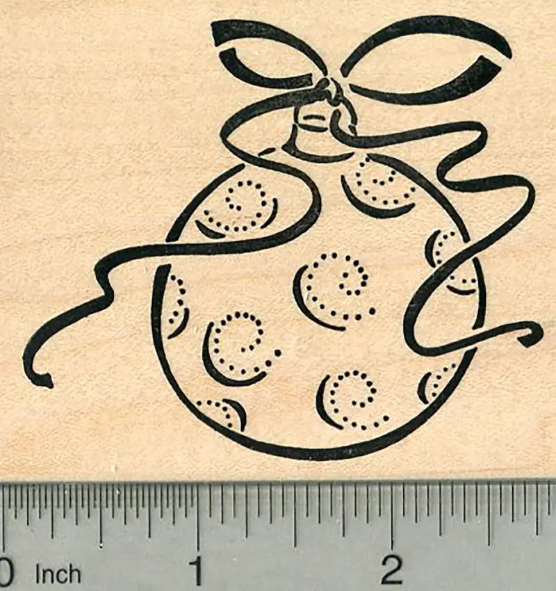 Ornament Christmas Rubber Stamp – Elegant Tree Decoration Motif 1