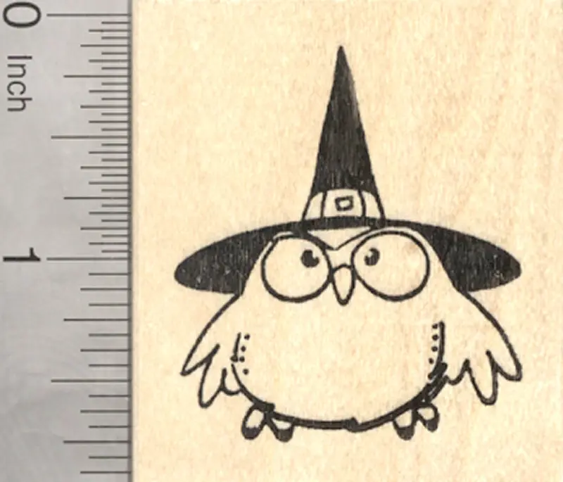 Owl Witch Rubber Stamp – Enchanted Avian Spellcaster For Halloween Crafting 1