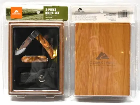 Ozark Trail Two-Piece Folding Knife Set – Wooden Display Box 1