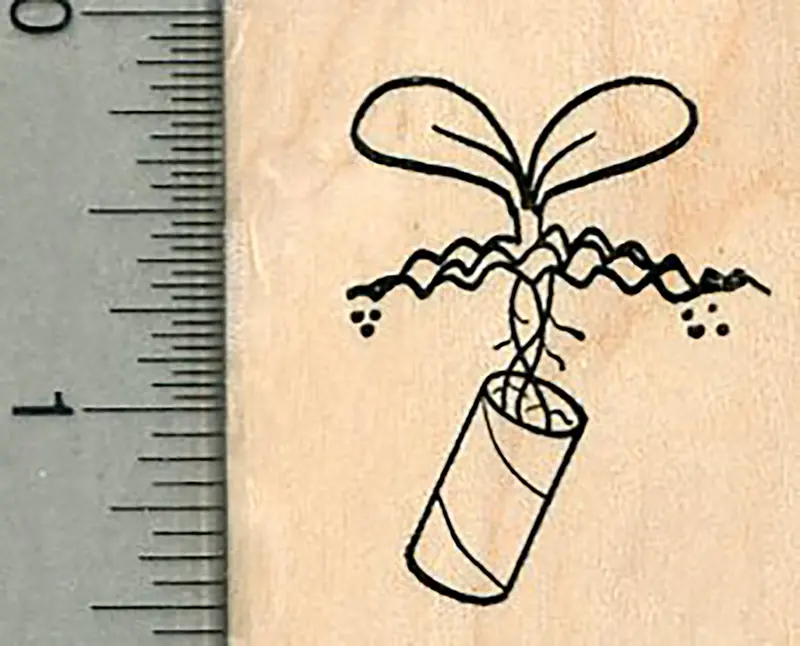Pandemic Garden Humor Rubber Stamp – Toilet Paper Planting Scene 1