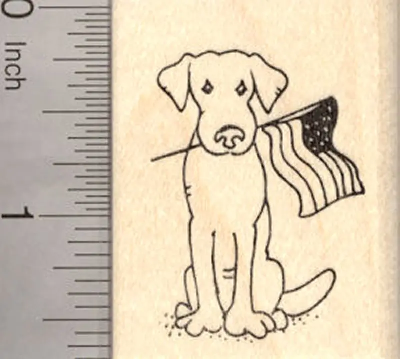 Patriotic 4Th Of July Dog Rubber Stamp With American Flag 1