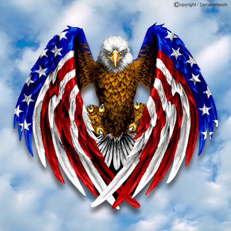 Patriotic American Eagle & Flag Vinyl Window Decal 1