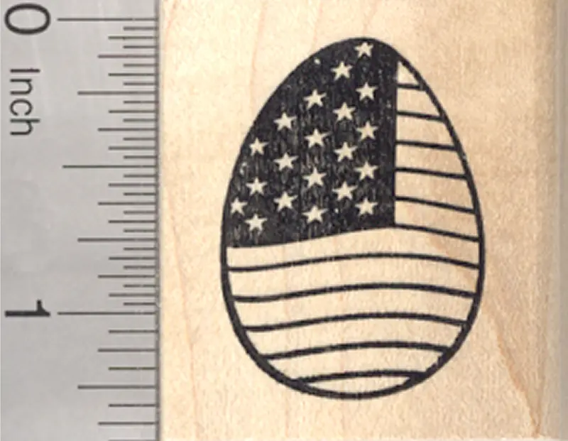 Patriotic Easter Egg Rubber Stamp With American Flag Motif 1
