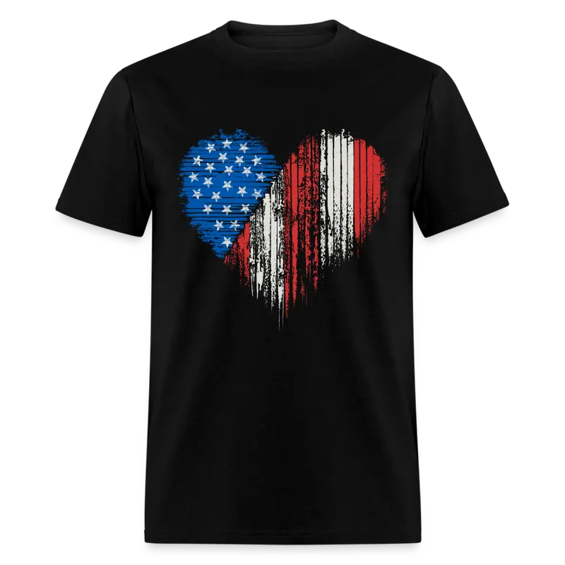 Patriotic Heart With American Flag T-Shirt – Symbolic Red, White & Blue Tee 1