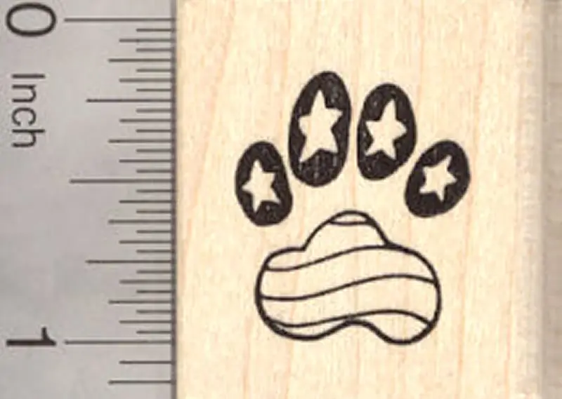 Patriotic Paw Print Rubber Stamp – 4Th Of July Pet Celebration 1