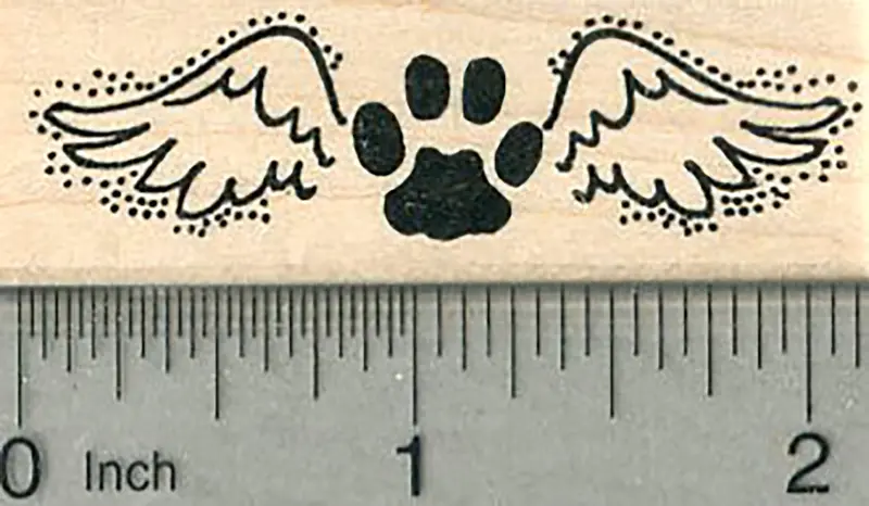 Paw Print Angel Rubber Stamp – Symbolic Pet Memorial Design 1