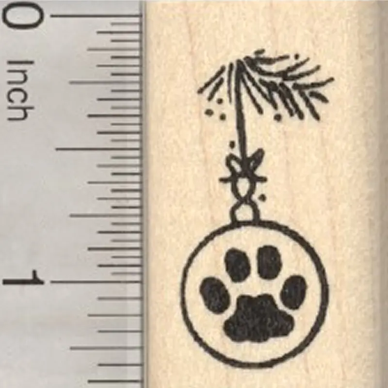 Paw Print Christmas Ornament Rubber Stamp – Pet Lovers 1