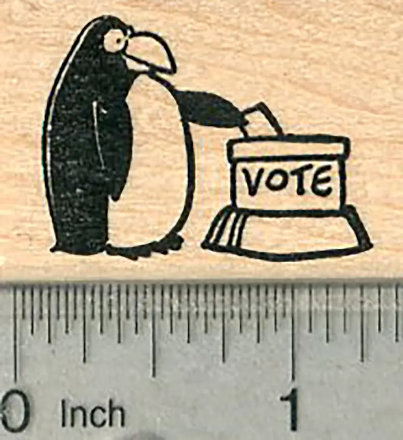 Penguin Voting Rubber Stamp – Election-Themed Ballot Design 1