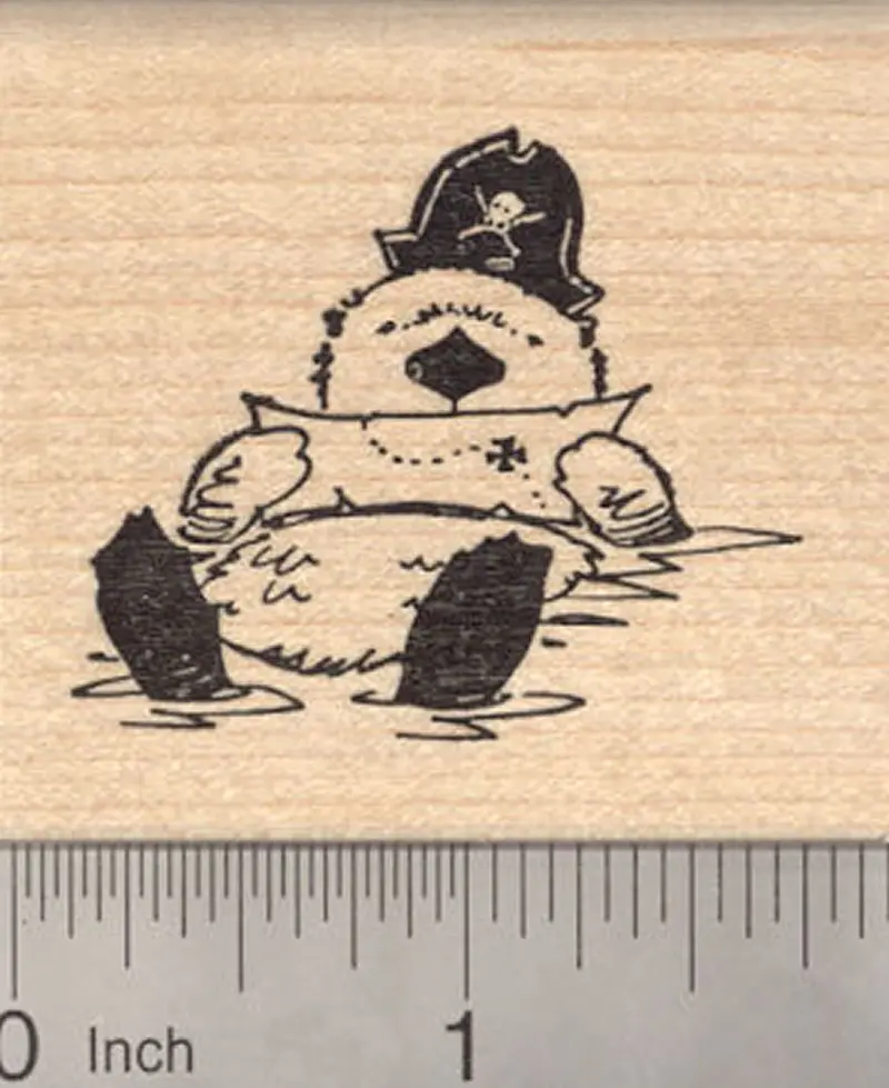 Pirate Sea Otter Rubber Stamp – Navigating A Treasure Map 1