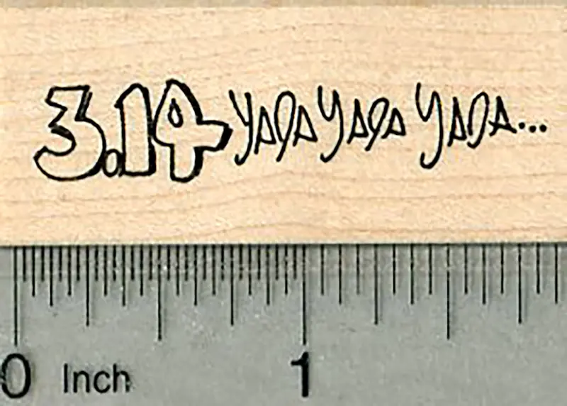 Playful Pi Rubber Stamp With '3.14 Yada Yada Yada' Text 1