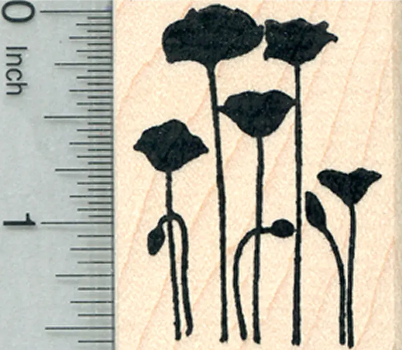 Poppy Flower Rubber Stamp – Remembrance Day Silhouette Design 1