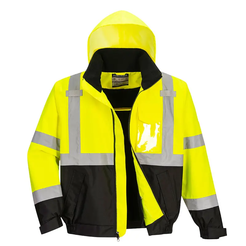 Portwest 2-In-1 Contrast Bomber – Yellow & Black, Reversible Cold-Weather Jacket 1