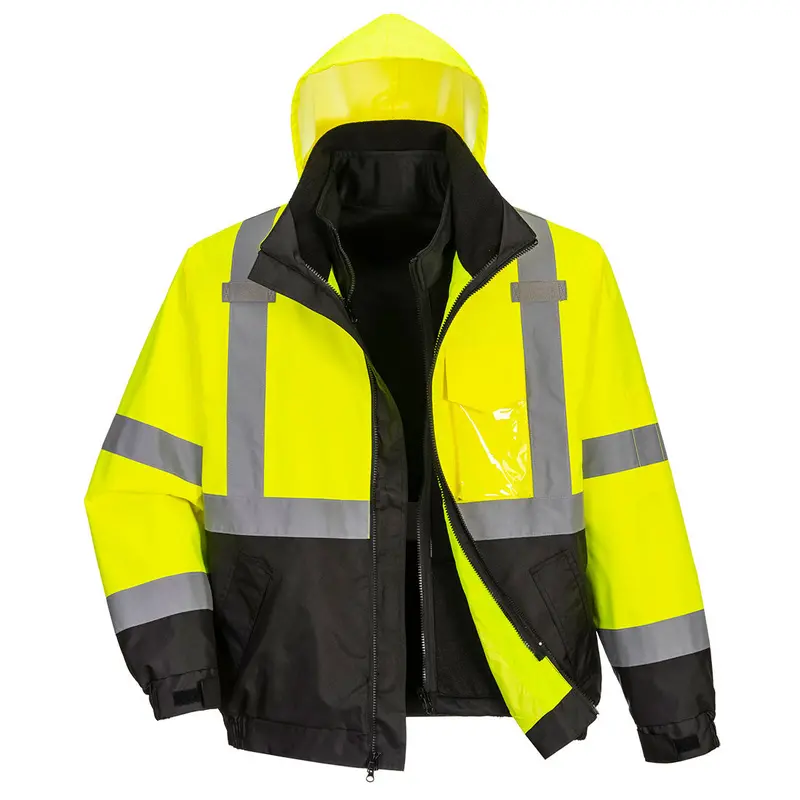 Portwest 3-In-1 Premium Contrast Bomber – Yellow/Black, Tall Fit For Enhanced Coverage 1