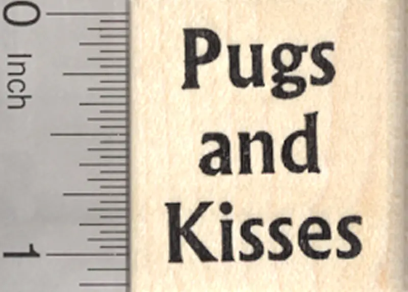 'Pugs And Kisses' Valentine’S Rubber Stamp – Affectionate Canine Pairing 1