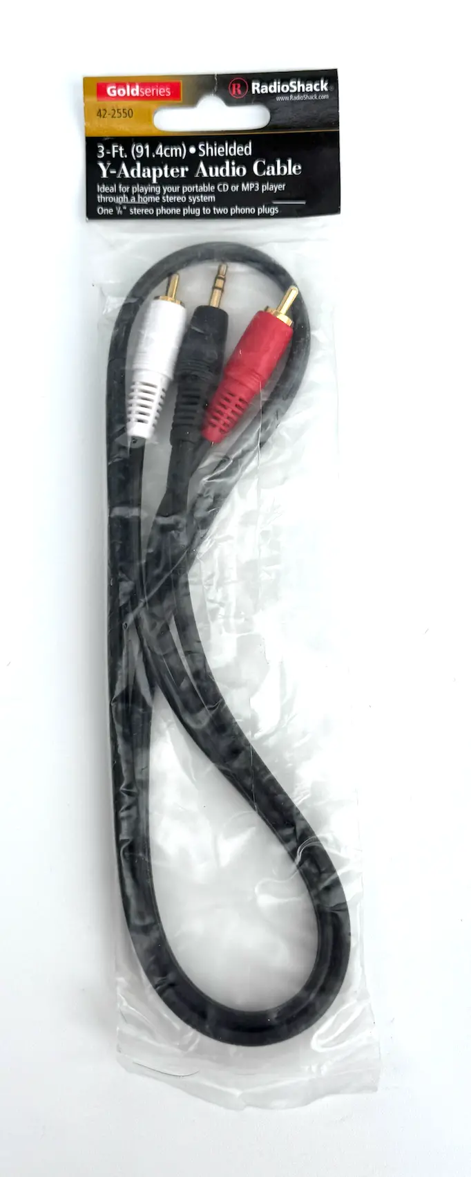 Radioshack Gold Series Y-Adapter Audio Cable – Stereo Splitter For Headphones & Aux Devices (42-2550, New Old Stock) 1