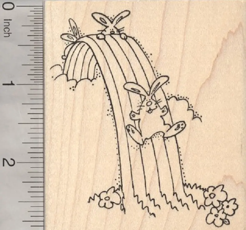 Rainbow Bunny Rubber Stamp – Gentle Pet Loss Tribute For Rabbit Owners 1