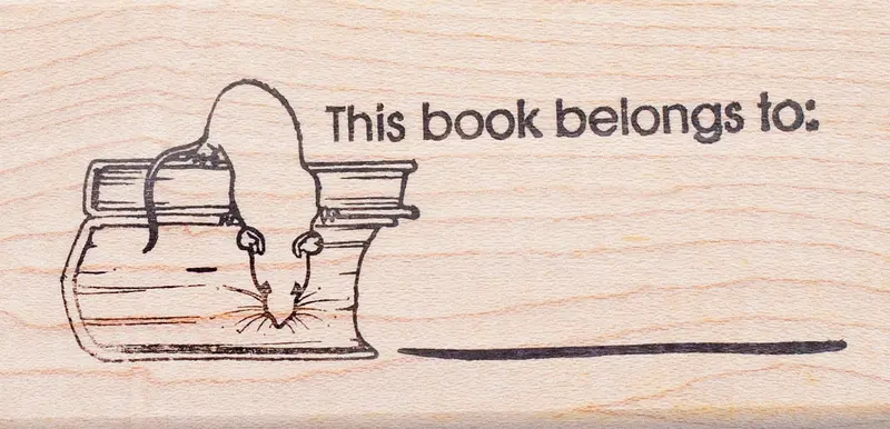 Rat-Themed Bookplate Rubber Stamp For Bibliophiles And Rodent Lovers 1