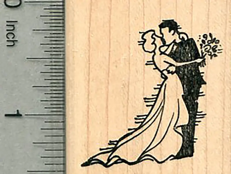 Romantic Bride And Groom Kiss Rubber Stamp For Wedding Projects 1