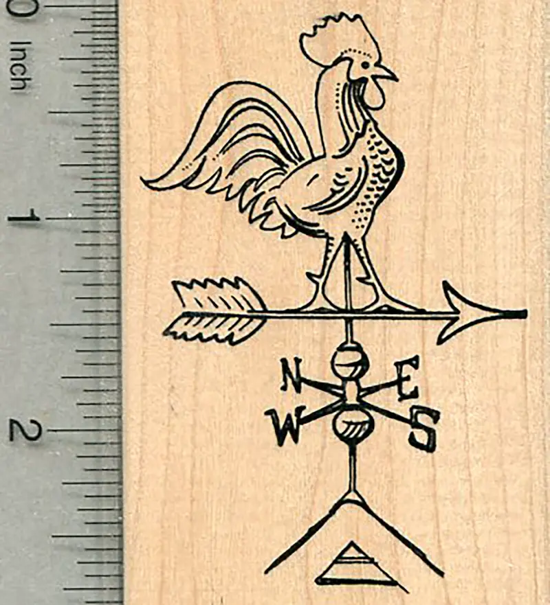 Rooster Weather Vane Farmhouse Rubber Stamp 1
