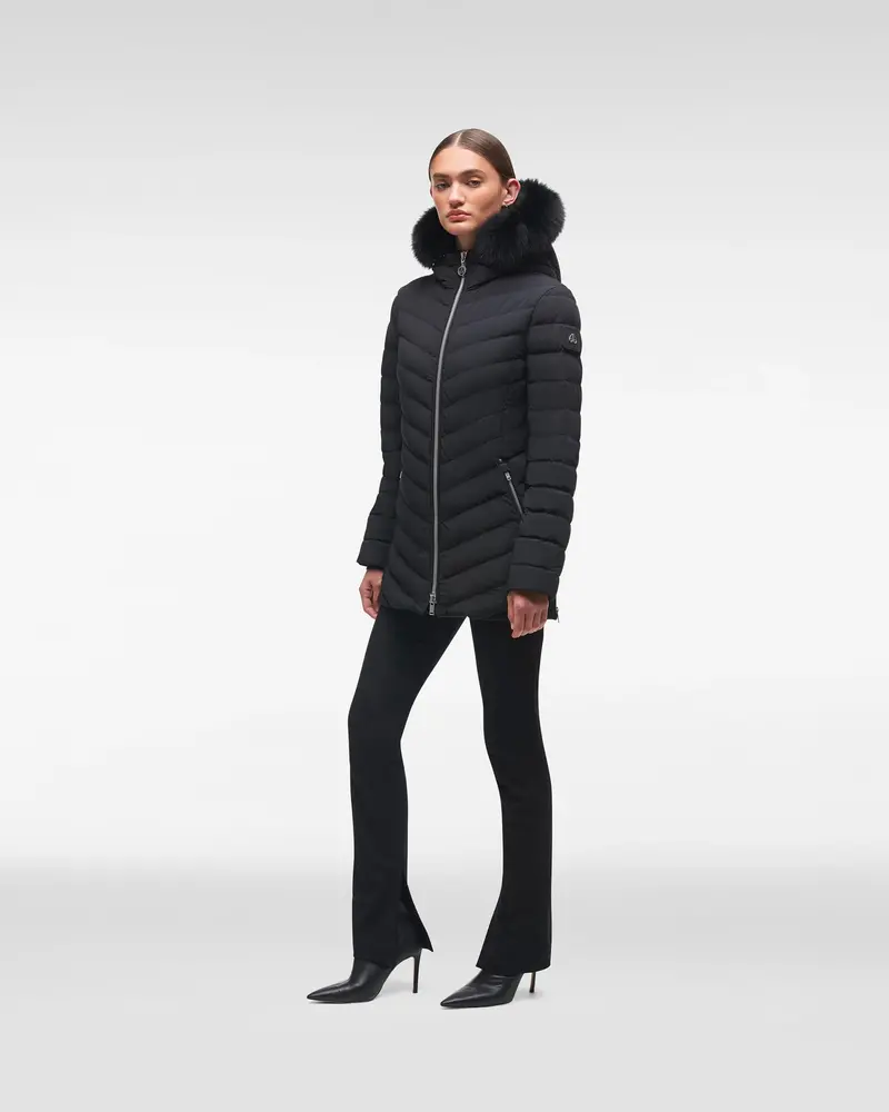 Roselawn Luxe Parka With Black Fox Fur Trim 1