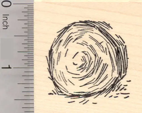 Round Hay Bale Rubber Stamp – Rustic Farm & Livestock Element 1