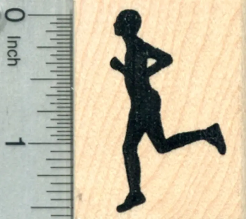 Running Man Rubber Stamp – Minimalist Male Silhouette 1
