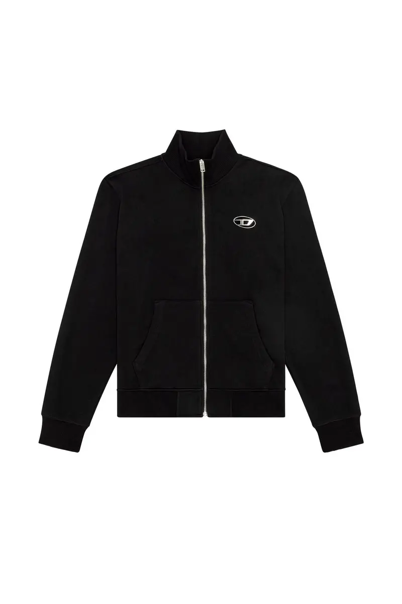 S-Ginni Metallic Logo Black Zip-Up Sweatshirt 1