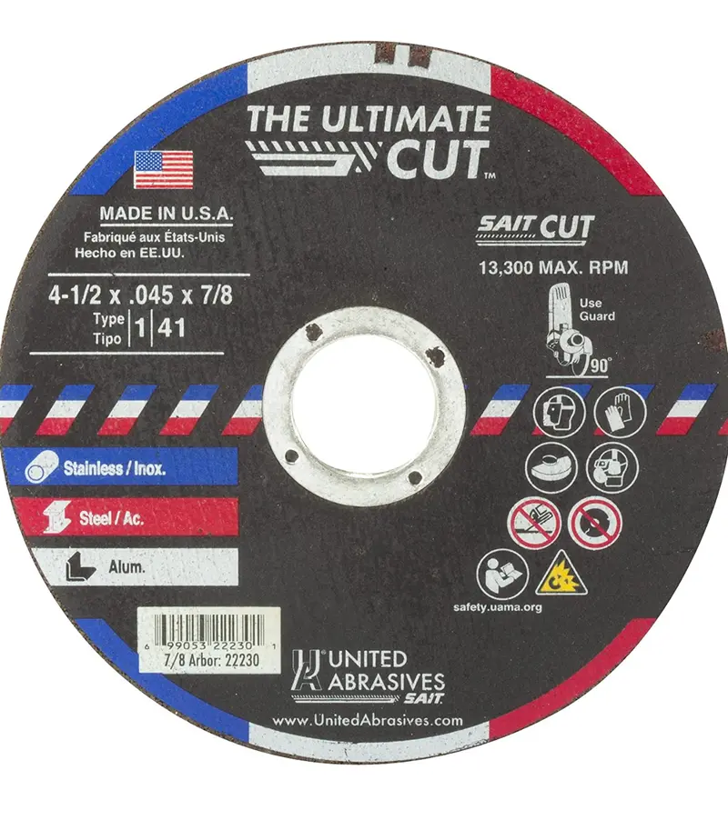 Sait 22230 4.5-Inch Cut-Off Wheel – .045" Thickness, 7/8" Arbor, Type 1 1