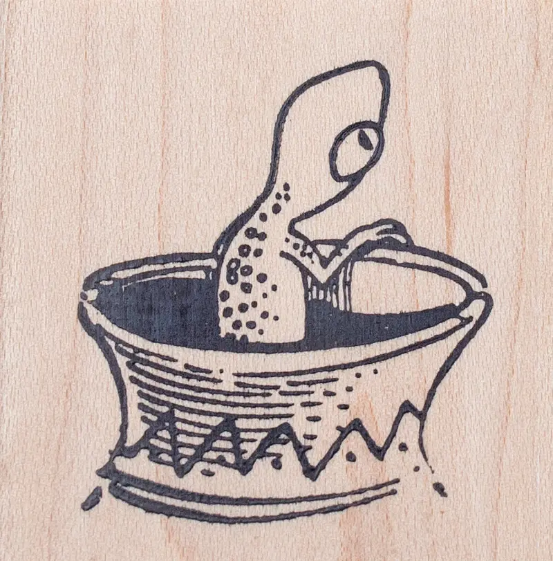 Salamander In Jar Scientific Illustration Rubber Stamp 1