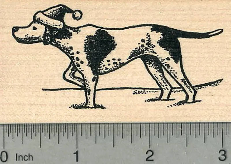 Santa-Hat Pointer Stamp – Festive Christmas Dog Design 1