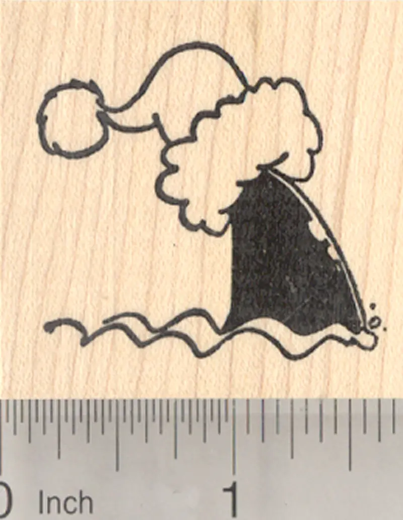 Santa Shark Rubber Stamp – Playful Holiday Hybrid With Fin-In-Hat 1