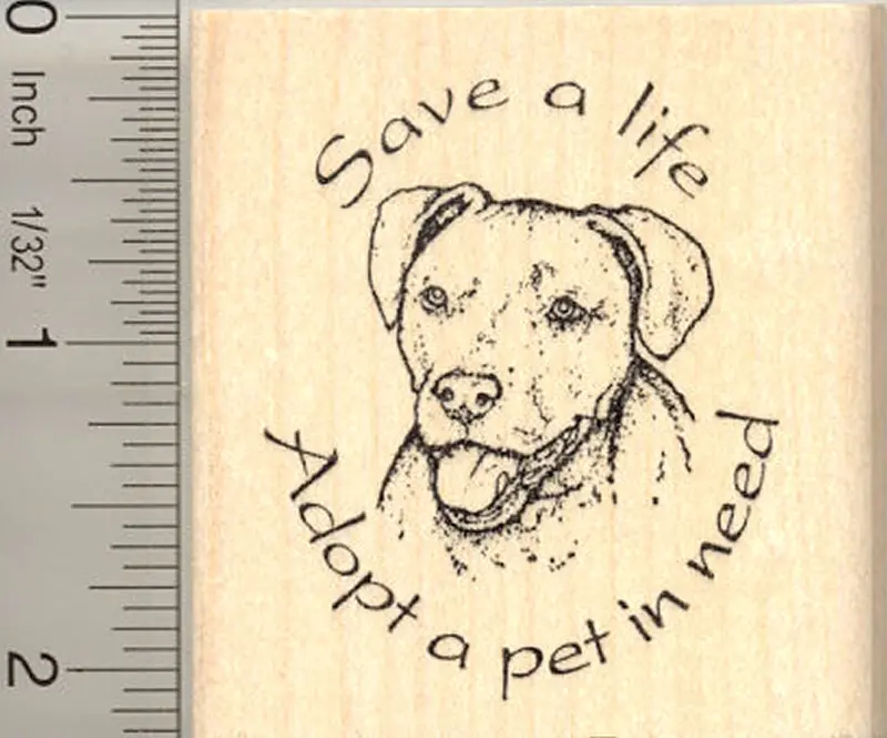 ‘Save A Life, Adopt A Pet’ Inspirational Rubber Stamp Featuring Fritz 1