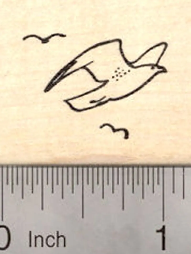 Seagull Rubber Stamp – Coastal Beach Motif Stylized Bird 1