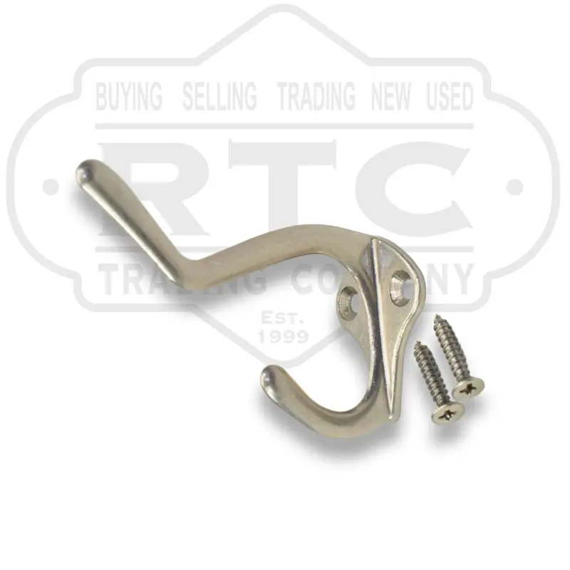 Set Of 6 Double-Prong Zinc-Finished Satin Nickel Coat Hooks (Model 133556) 1