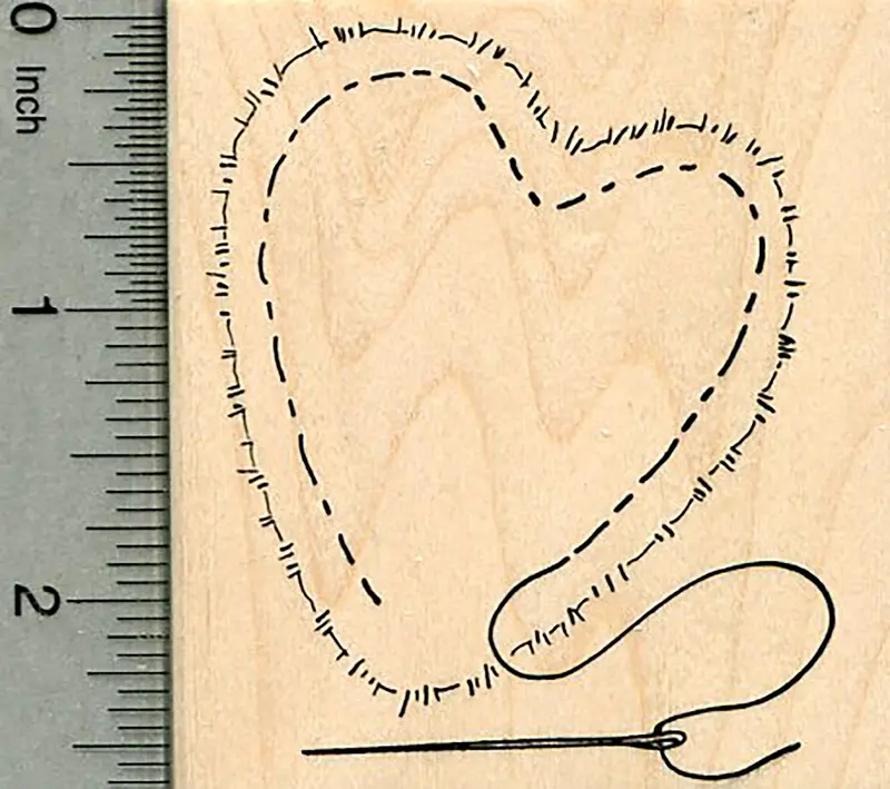 Sewing Heart Rubber Stamp – Valentine’S Day Craft Design 1