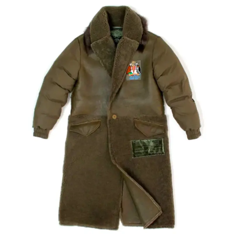 Shearling Long Bomber Jacket – London Green / Sacher Brown 1
