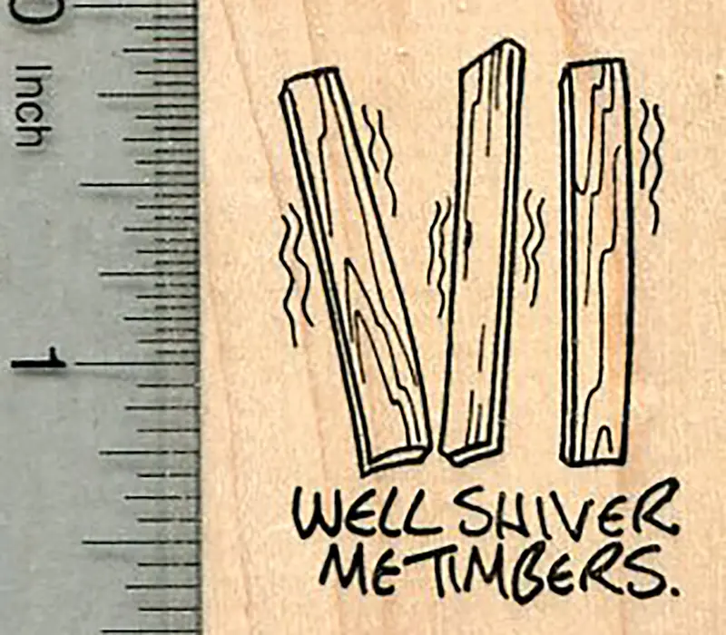 'Shiver Me Timbers' Pirate Phrase Rubber Stamp – Nautical Humor Design 1