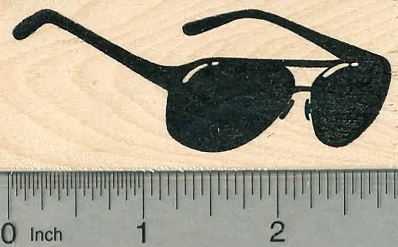 Side-View Aviator Sunglasses Rubber Stamp (2 7/8" Wide) 1