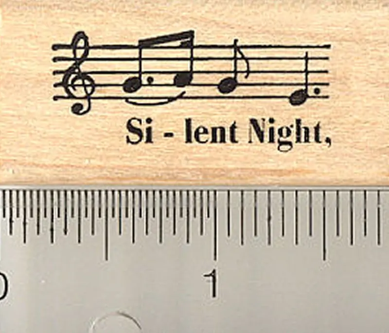 ‘Silent Night’ Christmas Carol Rubber Stamp – Musical Holiday Design 1
