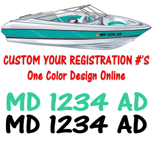 Single-Color Boat Registration Number Decals – Online Design Tool Included 1