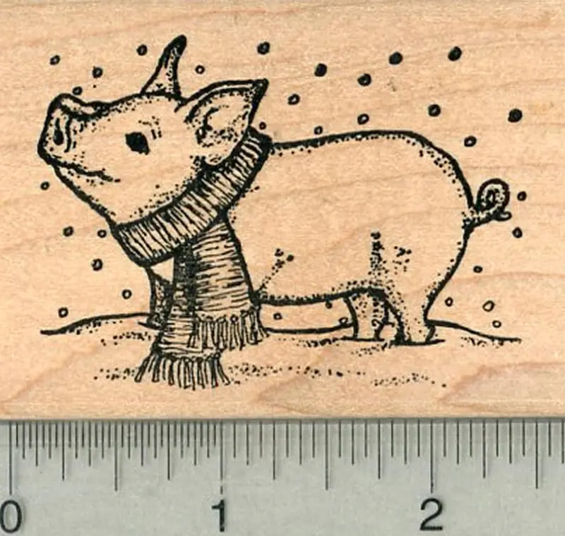 Snowy Pig Stamp – Lunar New Year Year Of The Pig Theme 1