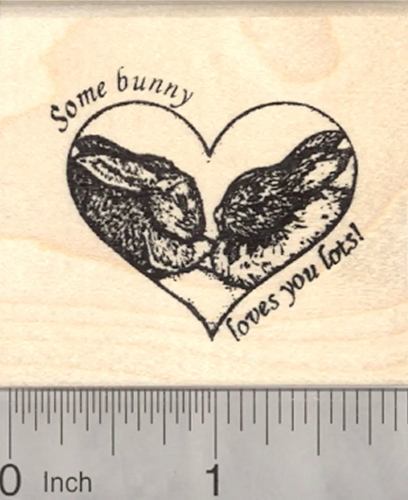 ‘Some Bunny Loves You’ Heart-Shaped Rabbit Rubber Stamp 1