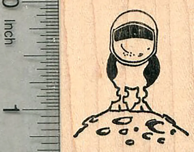 Space Cow Rubber Stamp – Astronaut-Themed Lunar Design 1