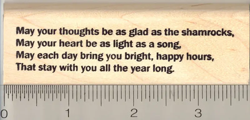 St. Patrick’S Day Affirmation Rubber Stamp – ‘May Your Thoughts Be As Glad As The Shamrocks’ 1