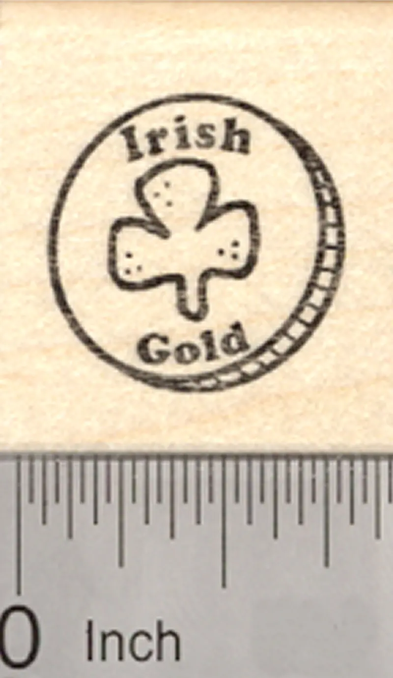 St. Patrick’S Day Coin Rubber Stamp – Shamrock & Leprechaun Gold Token 1