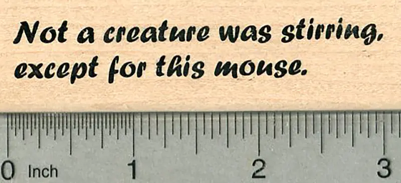 Stirring Mouse Christmas Saying Rubber Stamp 1