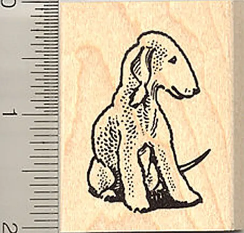 Stylized Bedlington Terrier Outline Rubber Stamp 1
