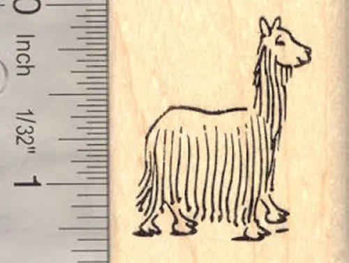 Suri Alpaca Portrait Rubber Stamp – Fluffy Fiber Animal Illustration 1