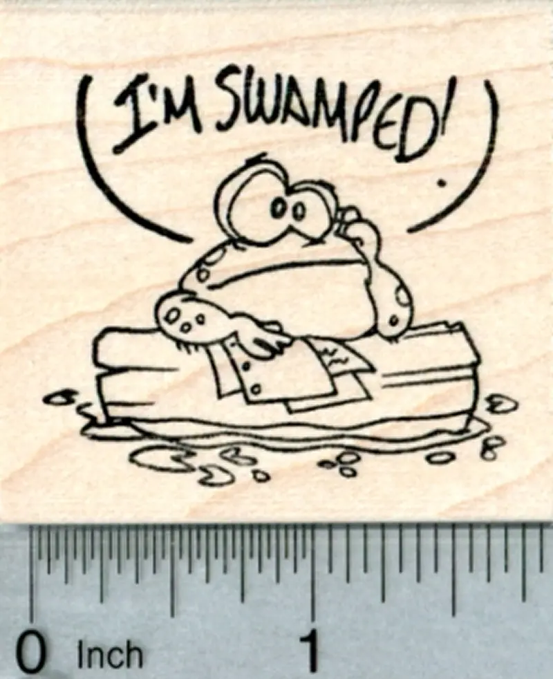 Swamped Frog Teaching Rubber Stamp – Fun Biology & Ecology Visual Aid 1